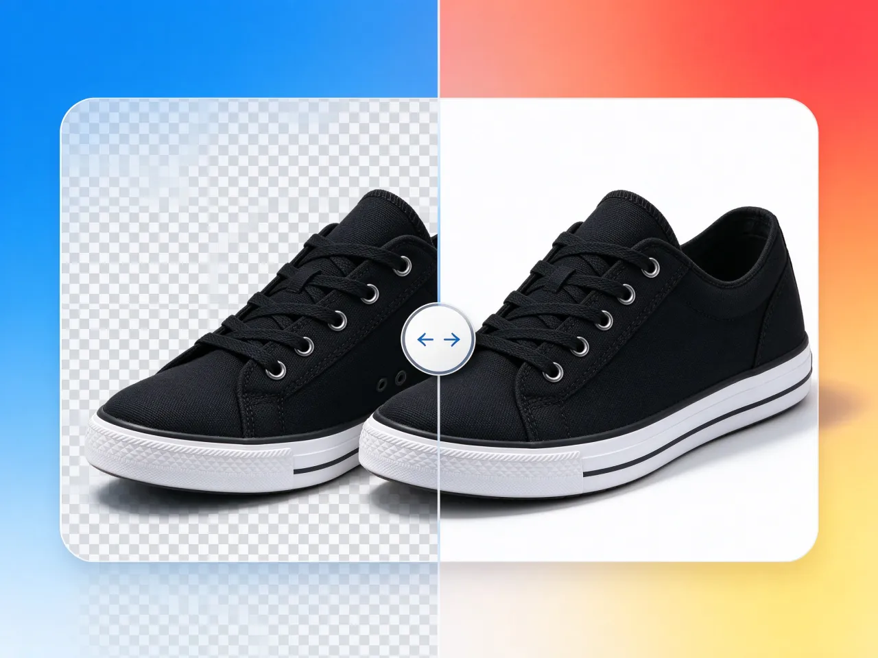 Sneaker product photo moved from transparent PNG to a pure white background